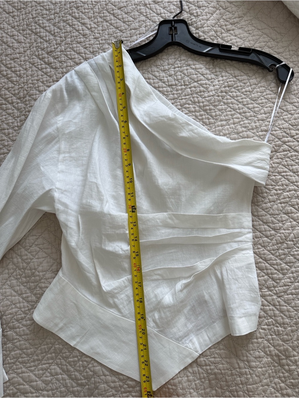 Zara White One-Shoulder Asymmetric Blouse Top Size M Coquette Girl Coastal Beach - Picture 7 of 17